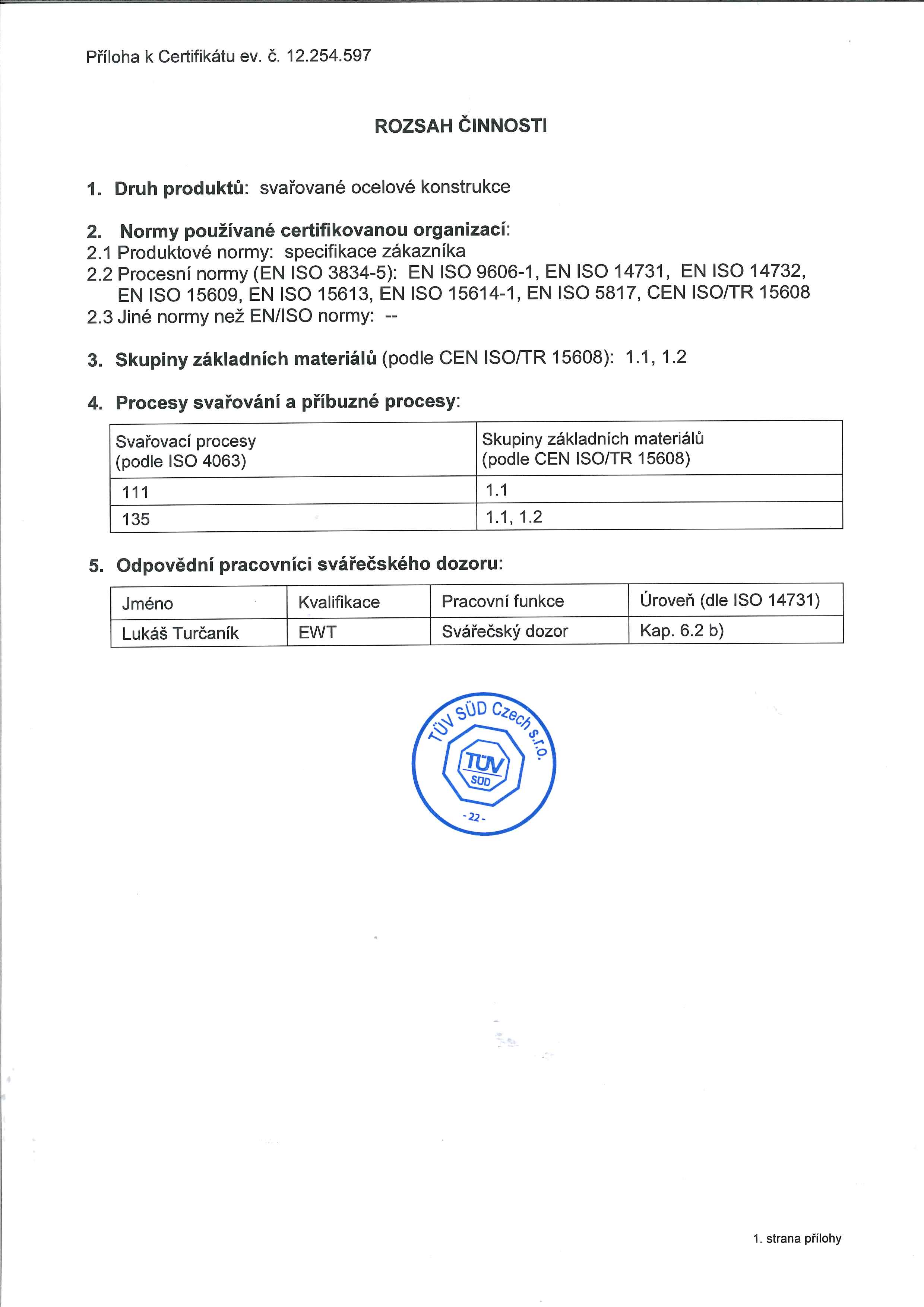 2019 Certifikát ISO 3834 2 Čj str2